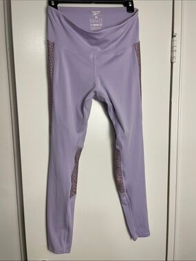 Reebok Lavender Girls' High-Waist Leggings with Patterned Side Panels